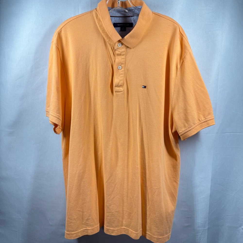 Tommy Hilfiger Men’s XL Orange Polo Shirt Short Sleeve Classic Style Logo Preppy